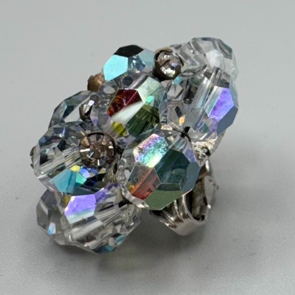 Vintage Vogue Crystal and Rhinestone Clip On Earrings, Signed - Picture 6 of 8
